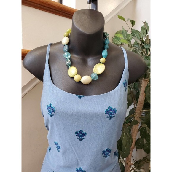 Cato Women's Blue Floral Rayon Square Neck Sleeveless Long Maxi Dress Size Large - Picture 2 of 10